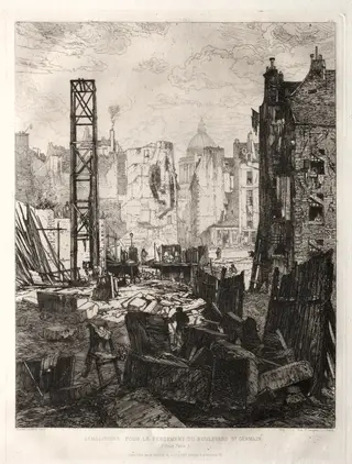 Demolitions pour la Perement du Boulevard St. Germain, by Maxime Lalanne, 1874