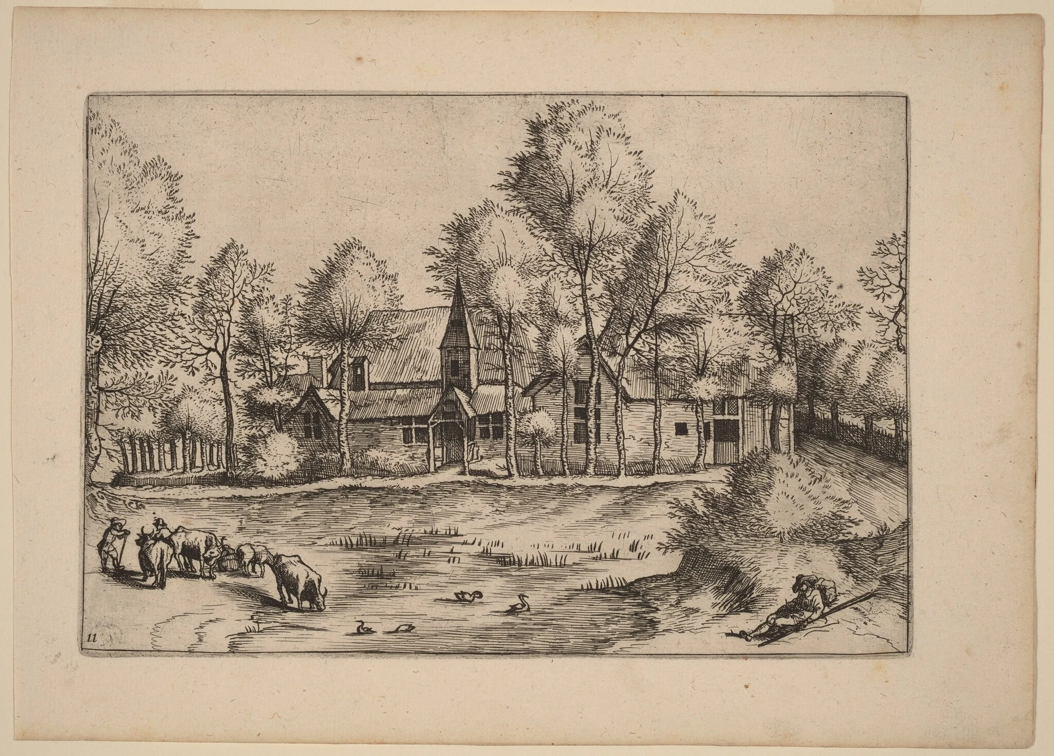 Country Village with Church, detail