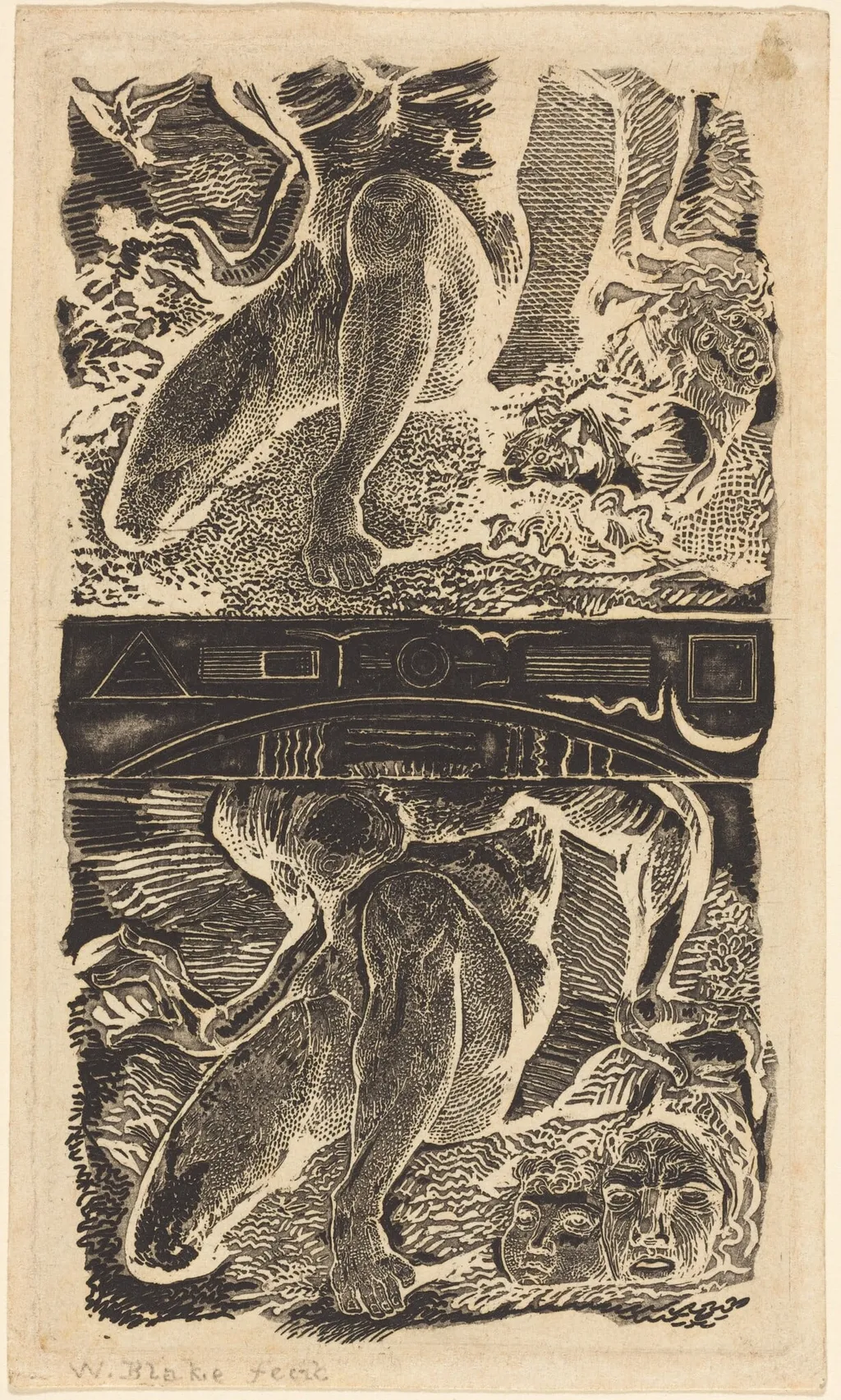 Unknown subject (Let Him look up into the Heaven and laugh in the bright air), by William Blake, ink, 1805