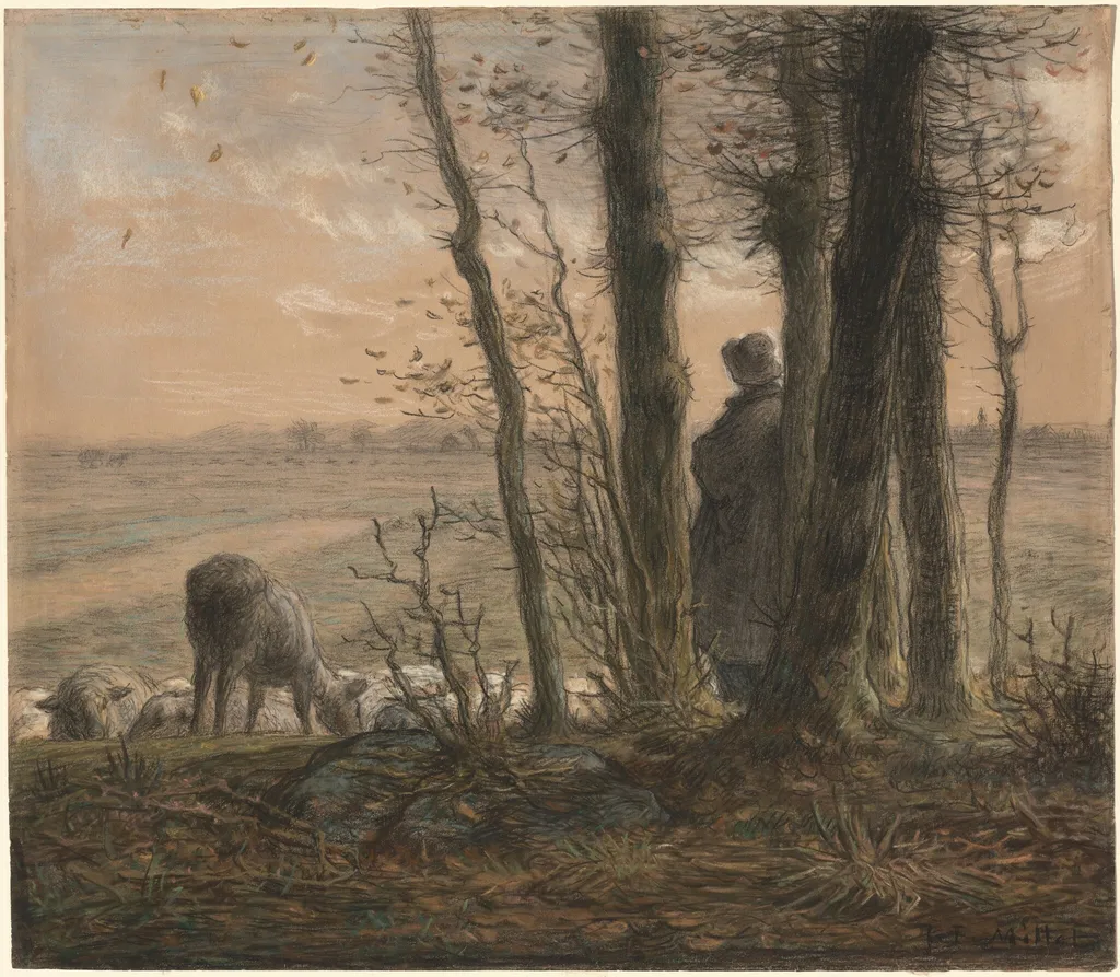 Falling Leaves, by Jean François Millet, pastel, 1866