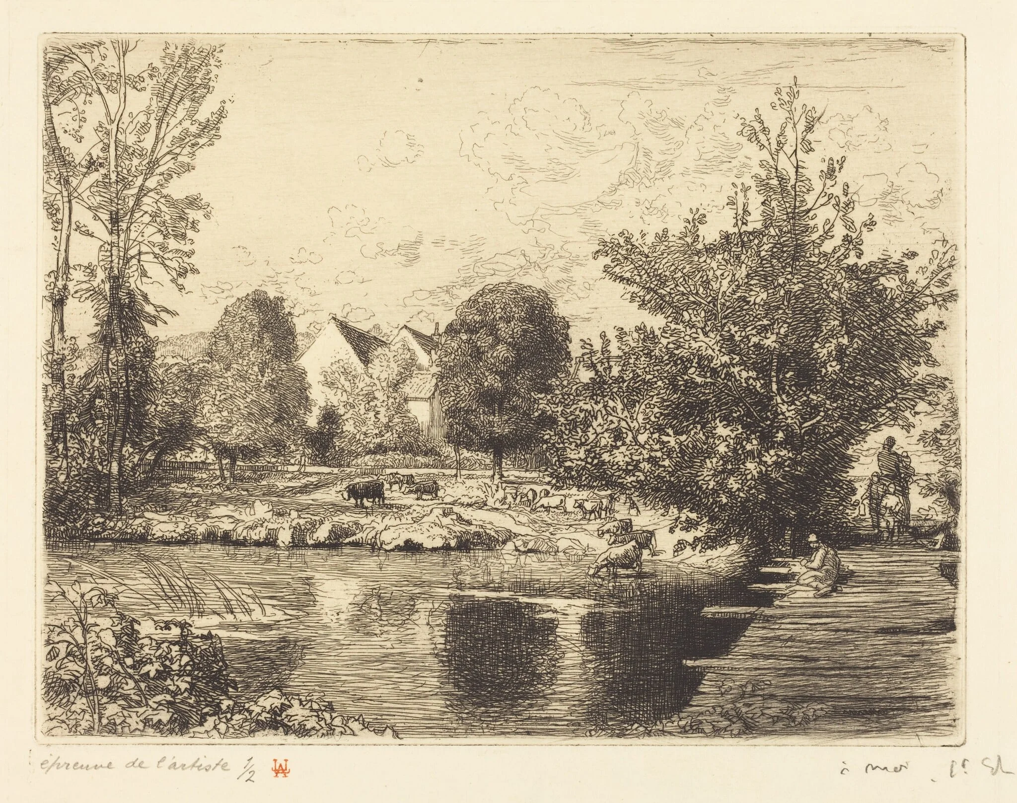 Old Foot-bridge, Banks of the Small Morin (Vieille passerelle, bords du petit morin), detail
