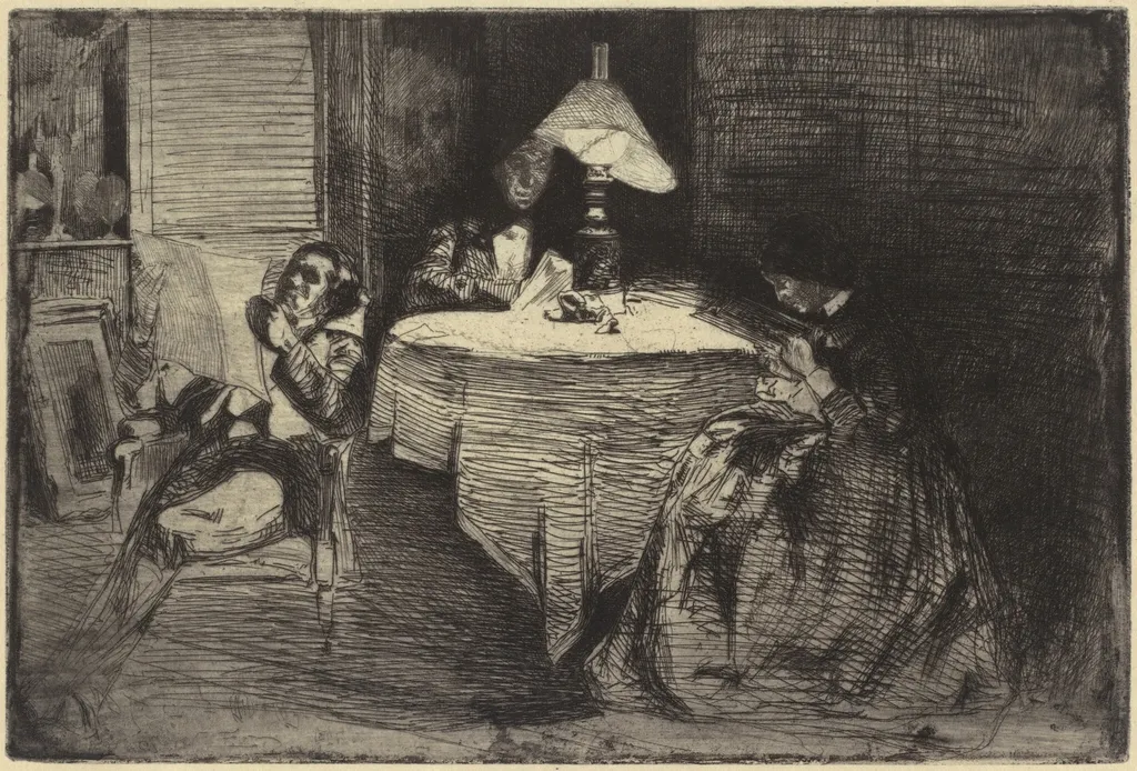 The Music-Room, by James McNeill Whistler, ink, 1858