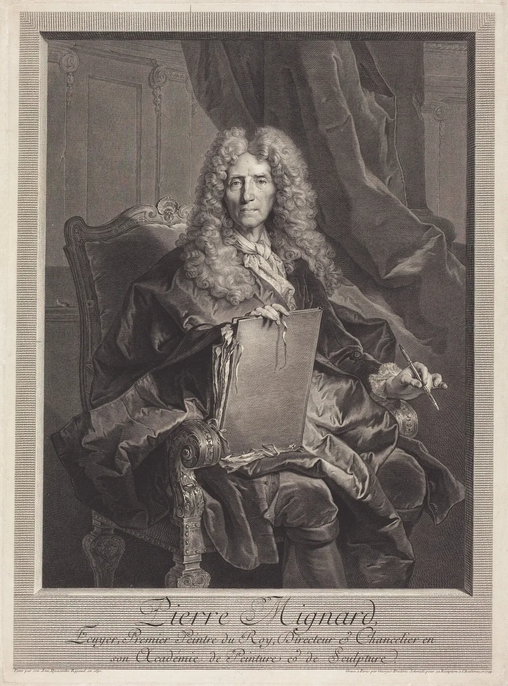 Pierre Mignard, by Georg Friedrich Schmidt, ink, 1744
