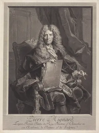Pierre Mignard, by Georg Friedrich Schmidt, ink, 1744