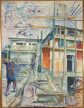The Building of the Winter Studio, by Edvard Munch, oil, 1929