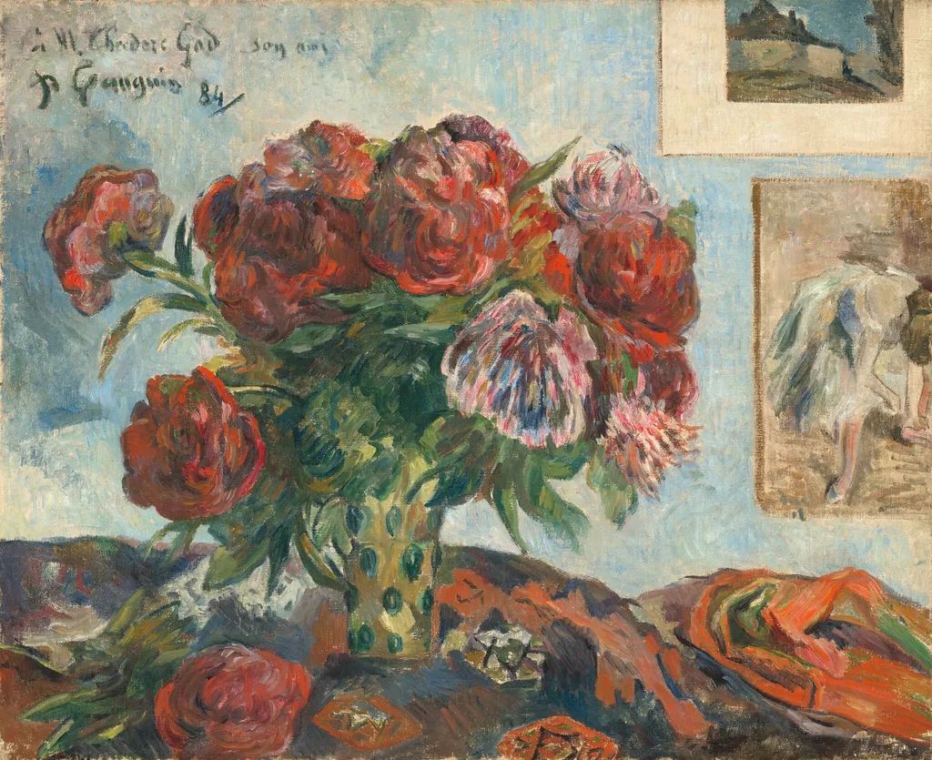 Still Life with Peonies, by Paul Gauguin, oil, 1884