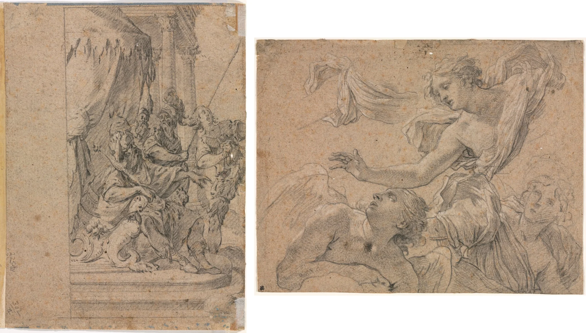 Studies of Angels (recto); Panthea before Cyrus? (verso), detail