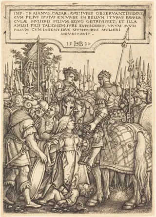 The Justice of Trajan, by Sebald Beham, ink, 1537