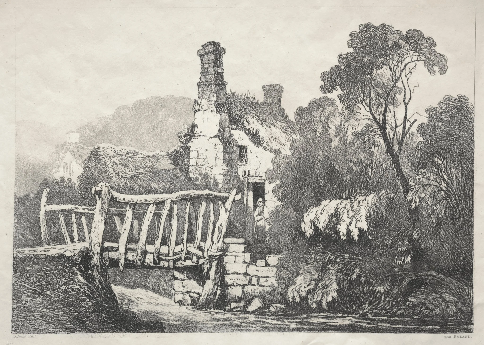 A Series of Ancient Buildings and Rural Cottages in the North of England: Near Byland, detail