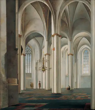 Interior of the Buurkerk, Utrecht, by Pieter Jansz Saenredam, oil, 1645