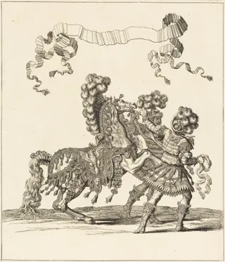 Cheval de Main et Palfreniers Romains, by François Chauveau, ink, 1644