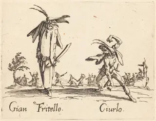 Gian Fritello and Ciurlo, by Jacques Callot, ink, 1622