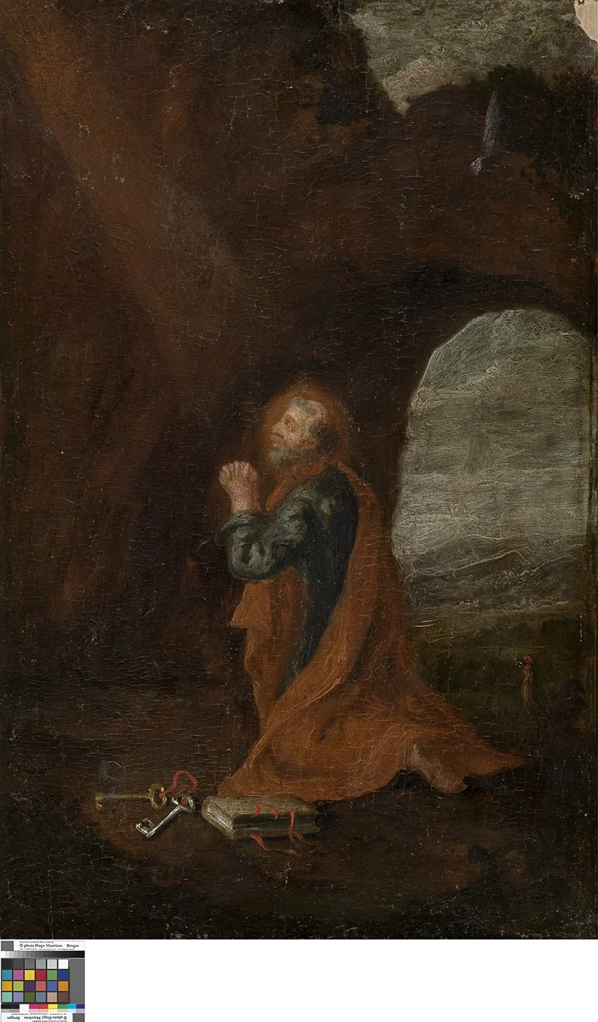 Heilige Petrus in gebed, detail