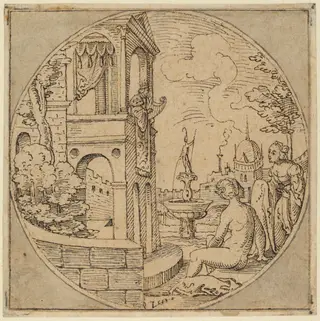 David and Bathsheba, by Virgil Solis, ink, 1545