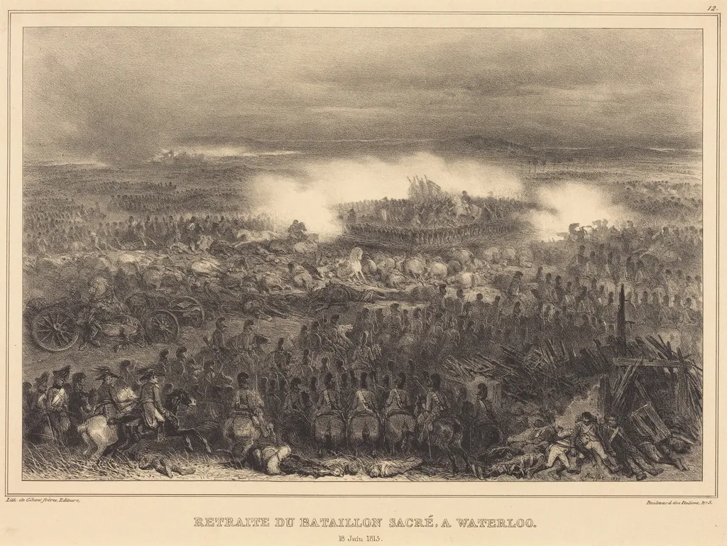 Retreat at Waterloo, by Auguste Raffet, ink, 1835
