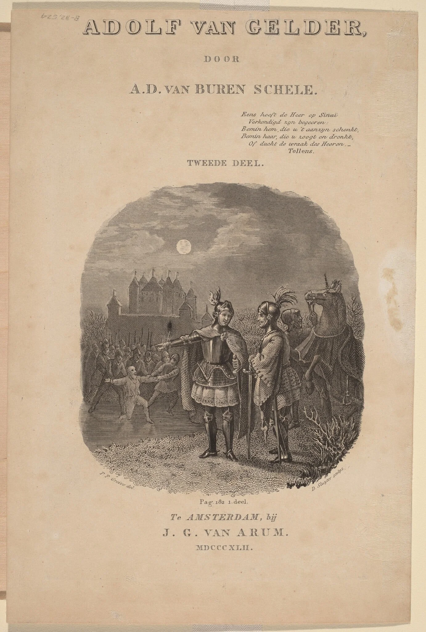 Title Page for A.D. van Buren Schele's "Adolf van Gelder", Amsterdam, 1842, detail