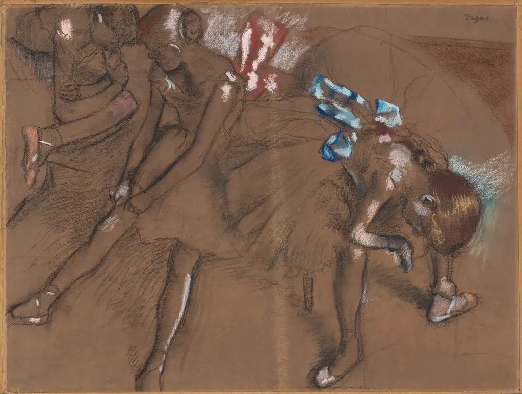 Three Dancers Resting, by Edgar Degas, chalk, 1880