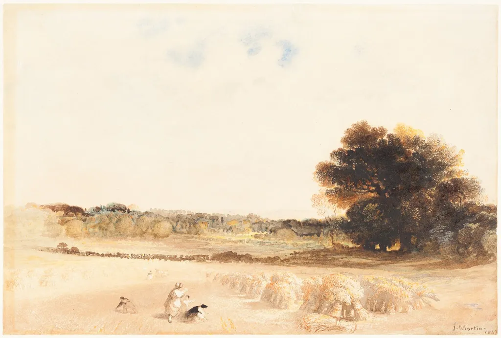 Gleaners in the Wheat Field, by John Martin, gouache, 1847