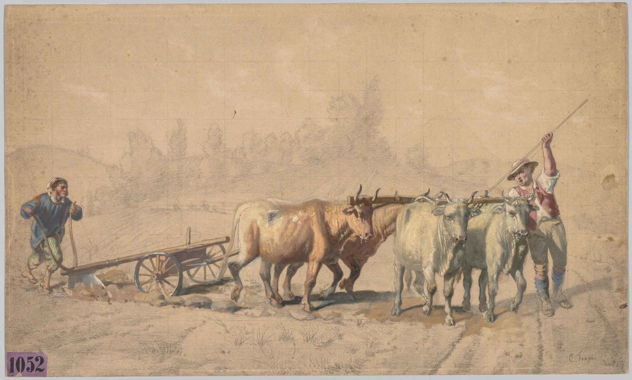Four Oxen Pulling a Plough, detail