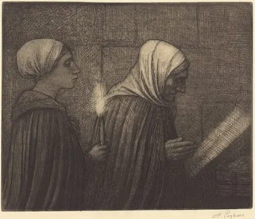 The Manger (La creche), by Alphonse Legros, ink, 1874