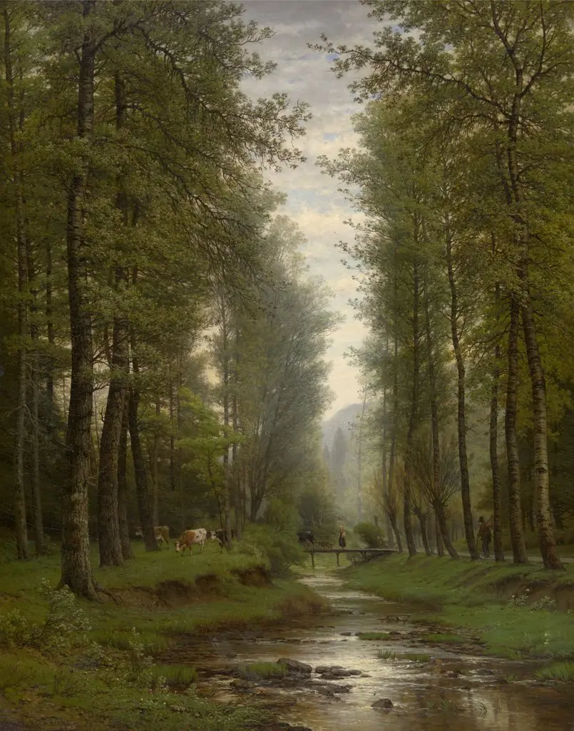 Brook in the Forest, by Joseph Van Luppen, oil, 1873