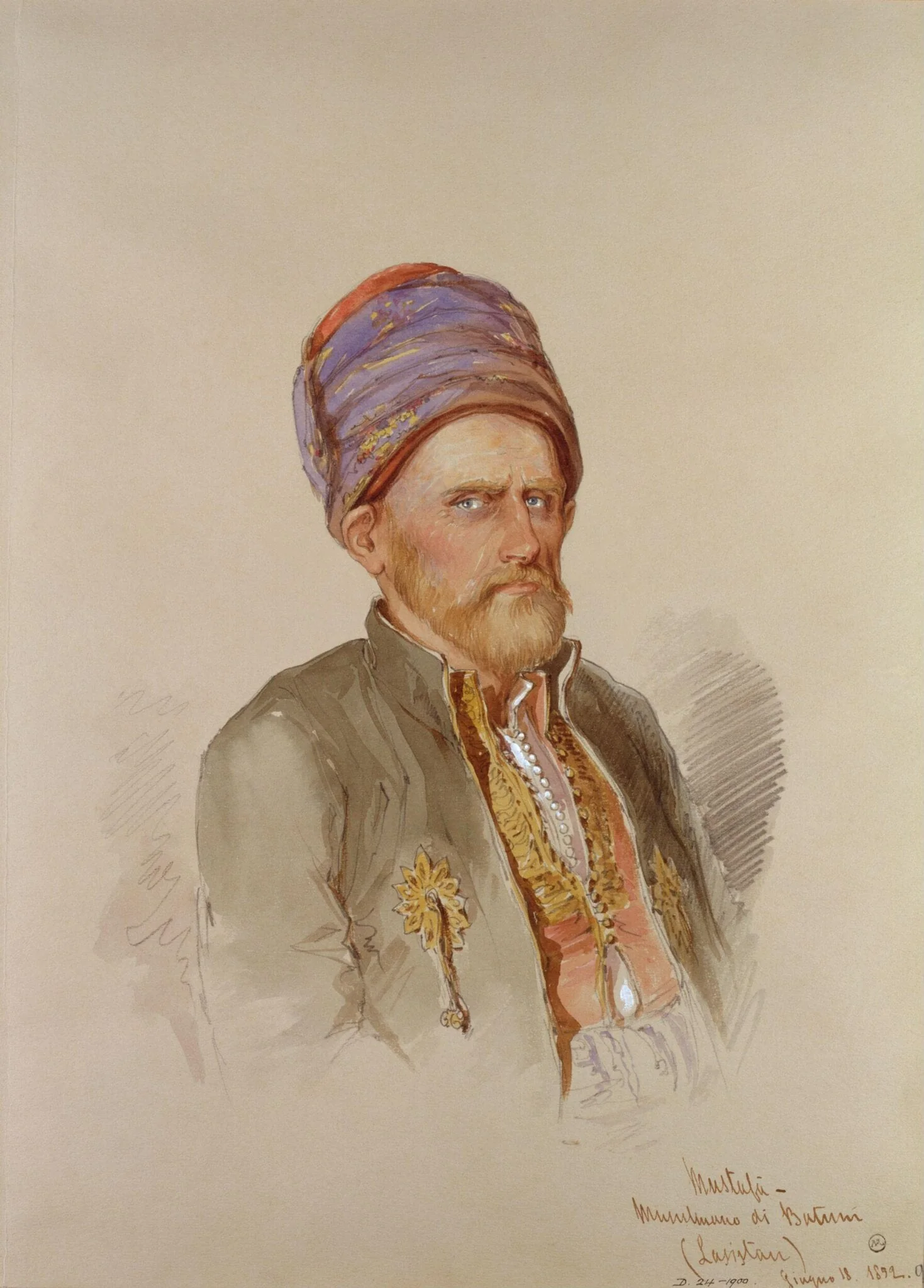Portrait of Mustapha, a Muslim from Batum, detail