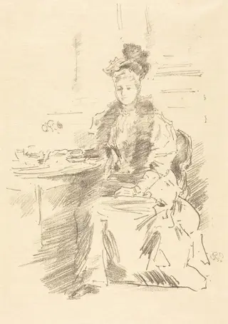 La Jolie New Yorkaise, by James McNeill Whistler, ink, 1894