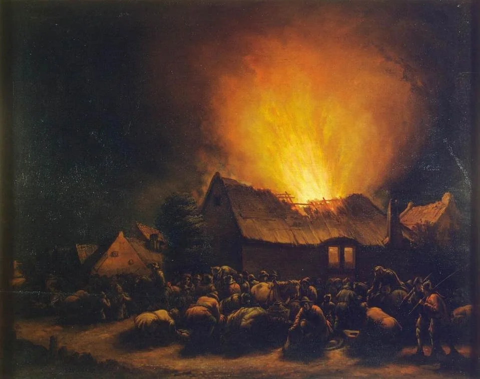 Fire in a Village, detail