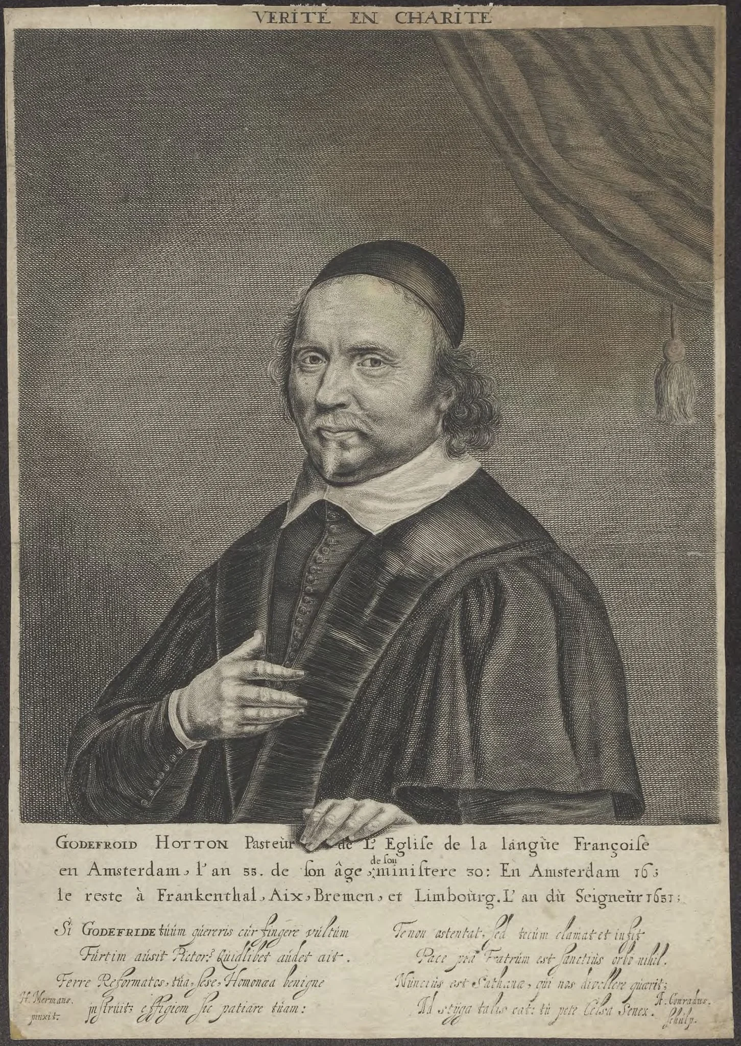Portrait of Godefroid Hotton, Walloon minister at Amsterdam, detail