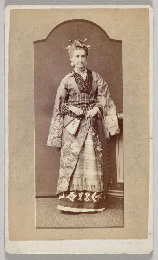 Untitled (white woman in Japanese kimono with fan), detail