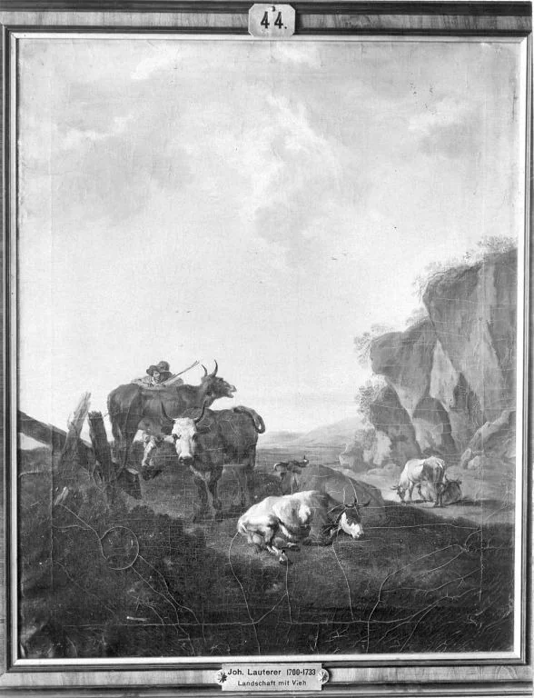 Landschaft mit Vieh und Hirt, detail