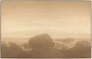 Moonrise on an Empty Shore, by Caspar David Friedrich, graphite, 1838
