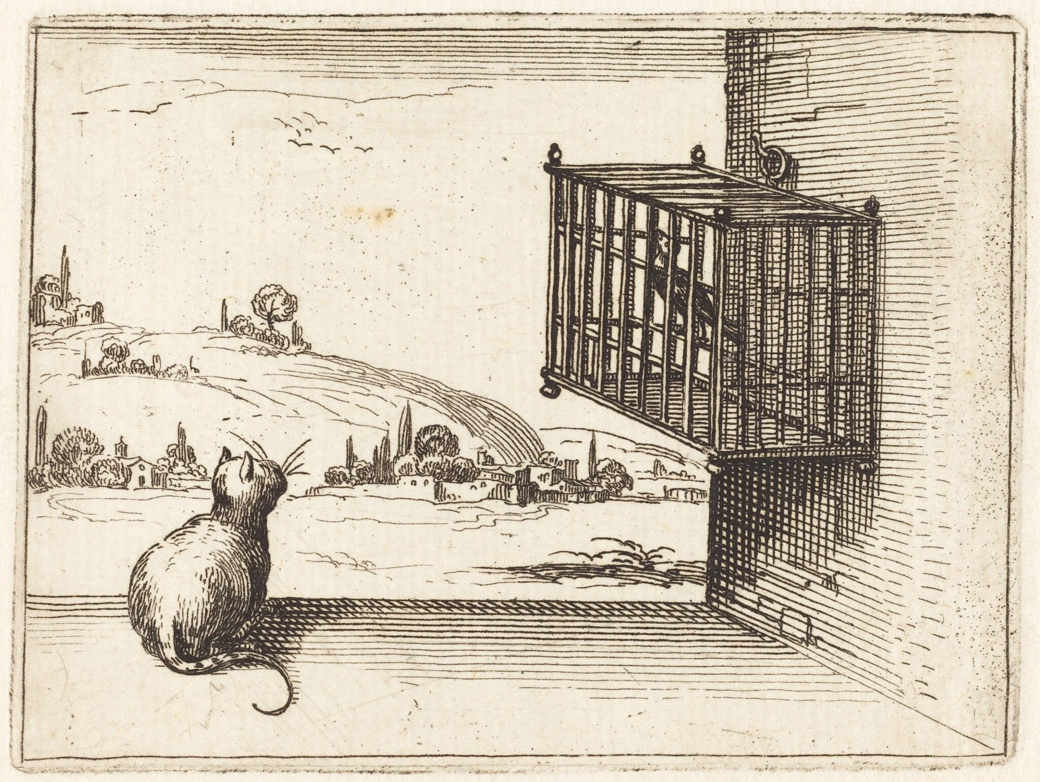 Cat Watching Caged Bird, detail