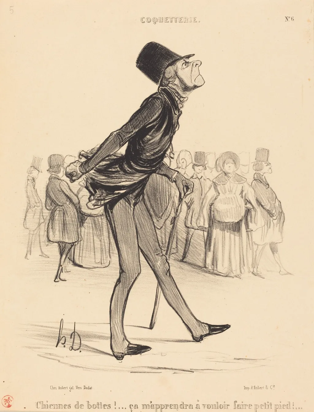 Chiennes de bottes!..., by Honoré Daumier, ink, 1840