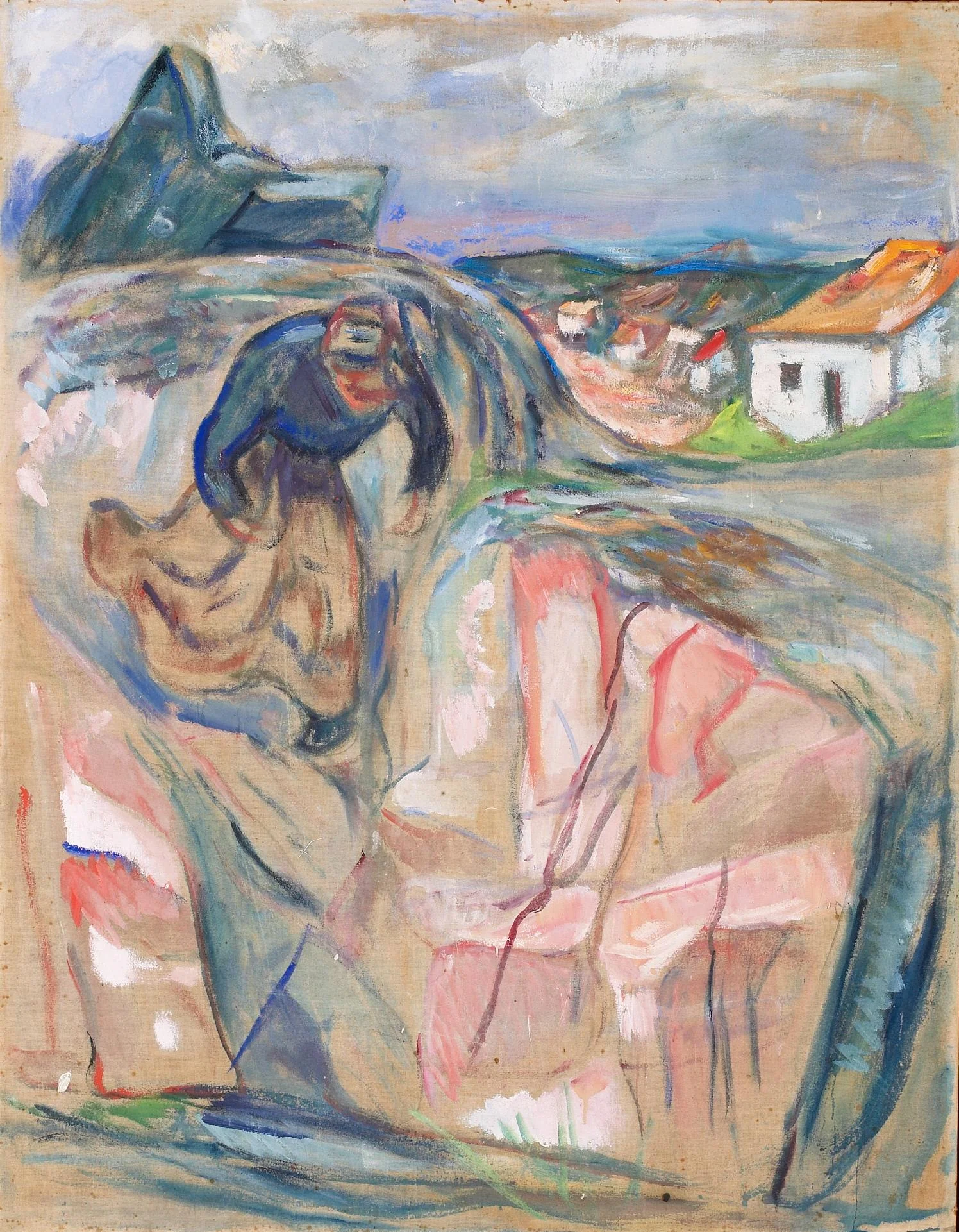 Woman Hurrying Downwards, detail
