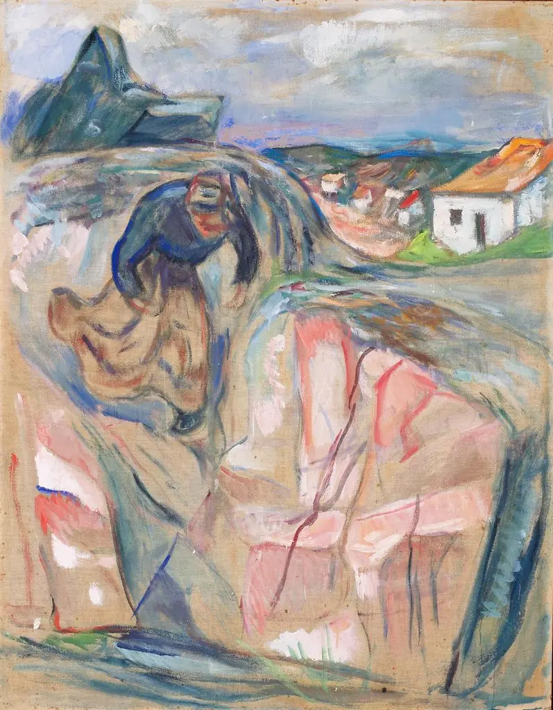 Woman Hurrying Downwards, by Edvard Munch, oil, 1909