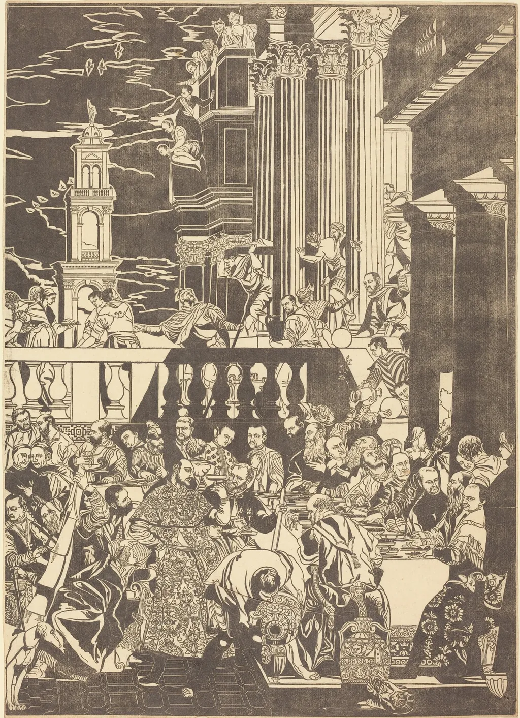 The Marriage at Cana [right plate], by John Baptist Jackson, ink, 1740