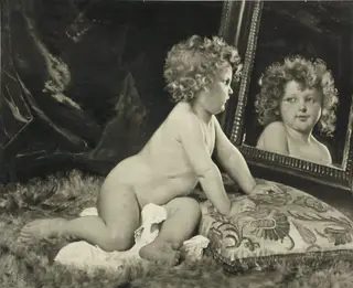The Child and the Mirror, by François-Alfred Delobbe, oil, 1892