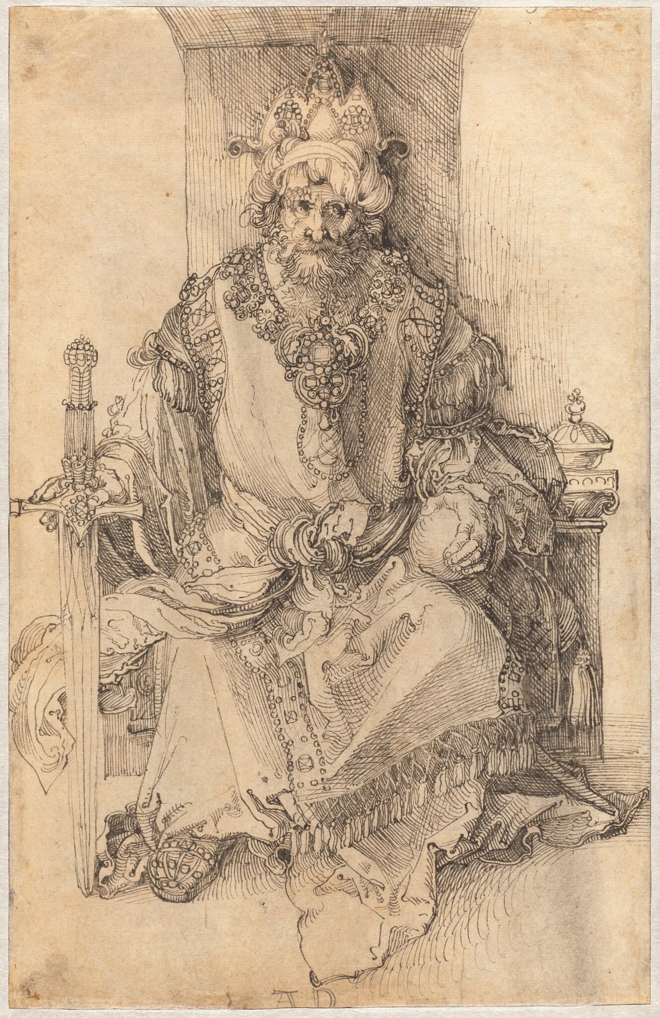 An Eastern Ruler Seated on His Throne, detail