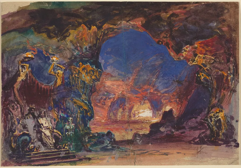 Underworld Scene with a Man and Woman Enthroned and Death Standing Guard, by Robert Caney, ink, 1584