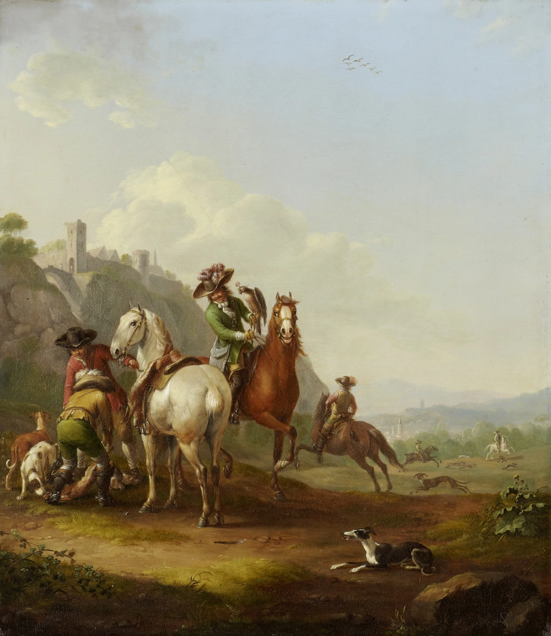 Hare-Hunt with Falconer, detail