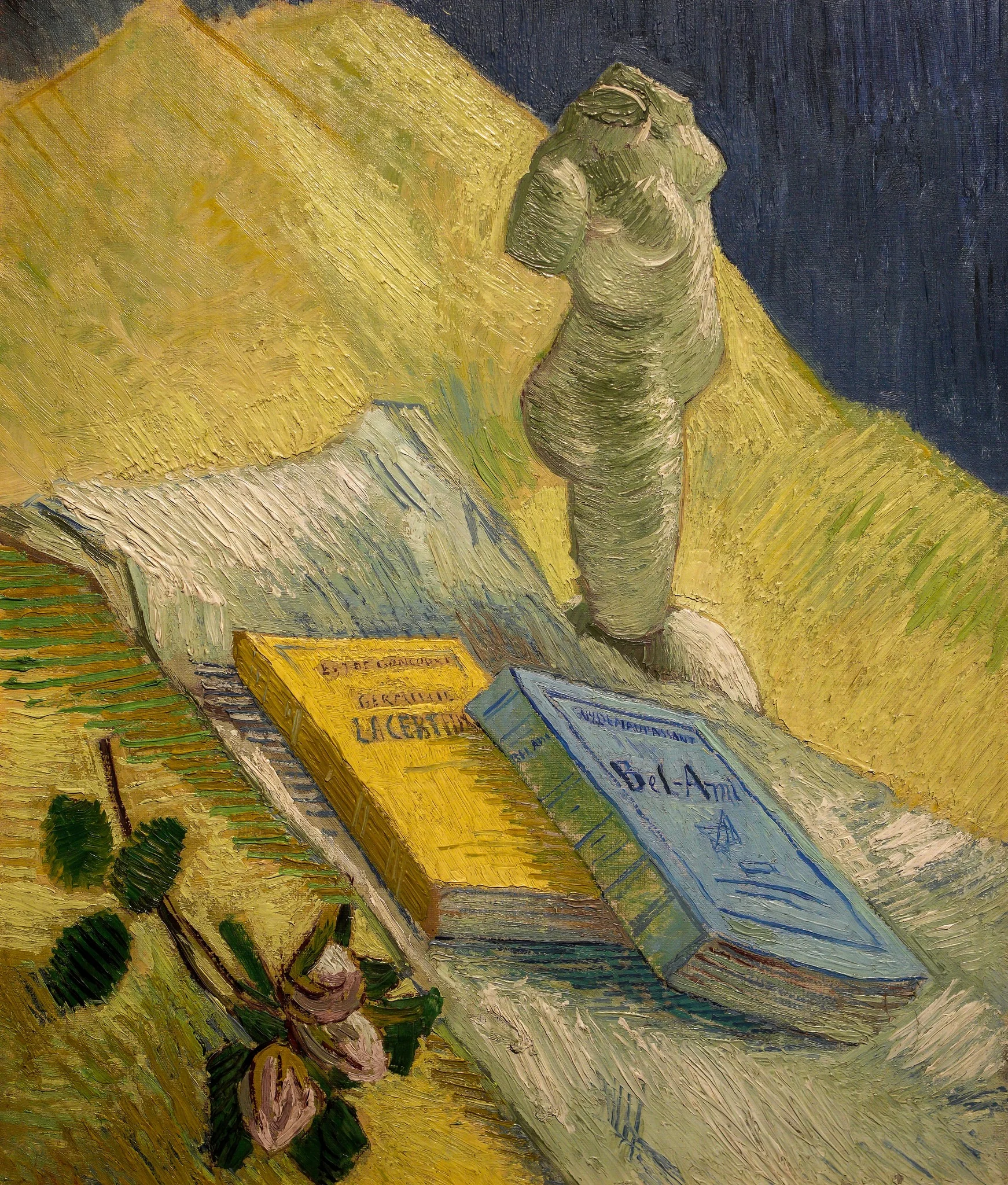 Still Life with Plaster Statuette, a Rose and Two Novels, detail