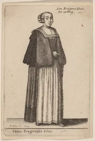 Ciuis Pragensis Filia, by Wenceslaus Hollar, ink, 1643
