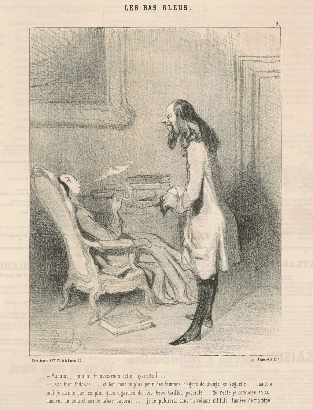 Madame, comment trouvez-vous cette cigarette?, by Honoré Daumier, ink, 1844