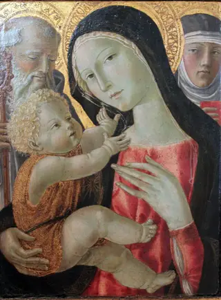 The Virgin and Child, St. Benedict and Saint Catherine of Siena, by Neroccio de' Landi, unspecified, 1498