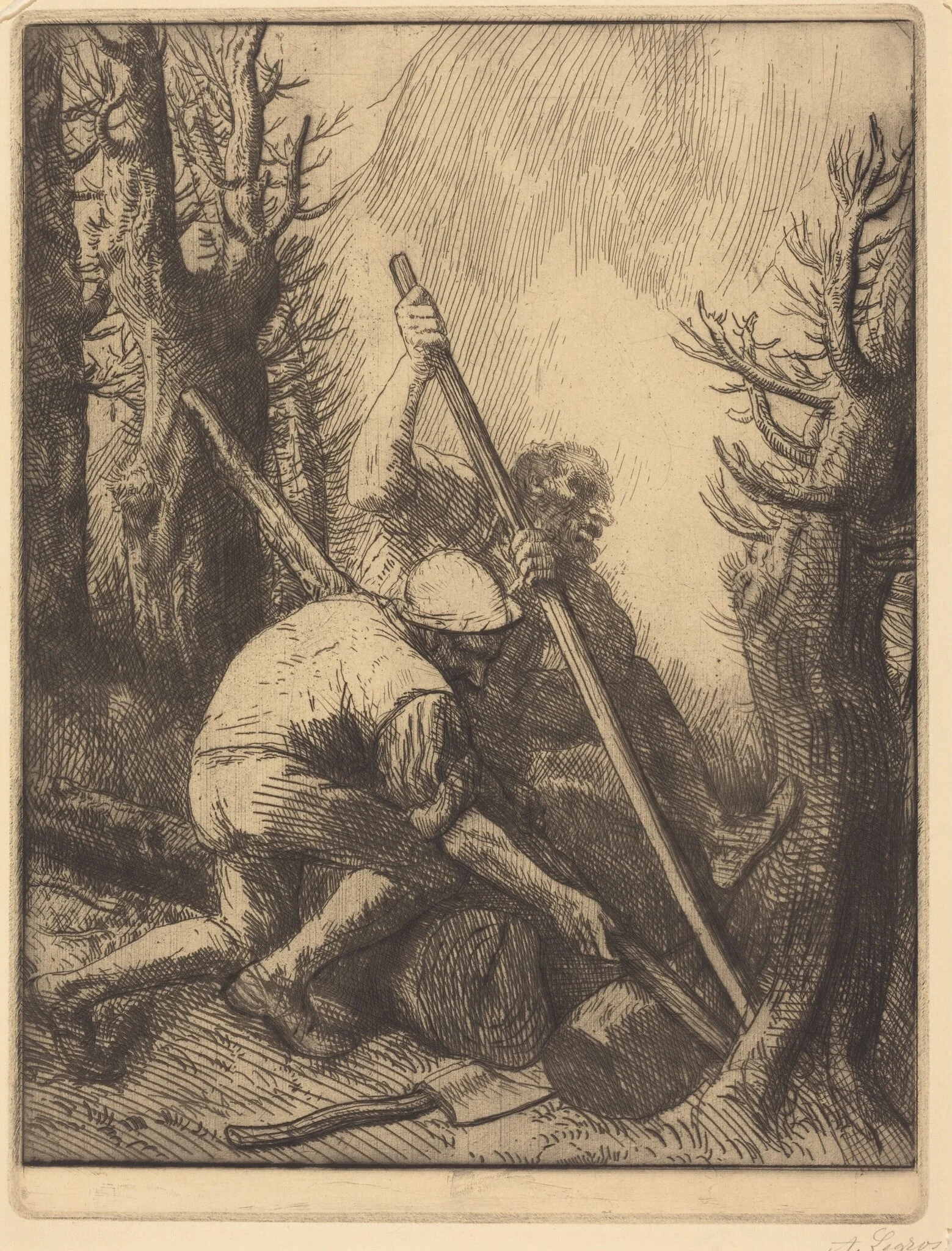 Woodcutters, 3rd plate (Les bucherons), detail