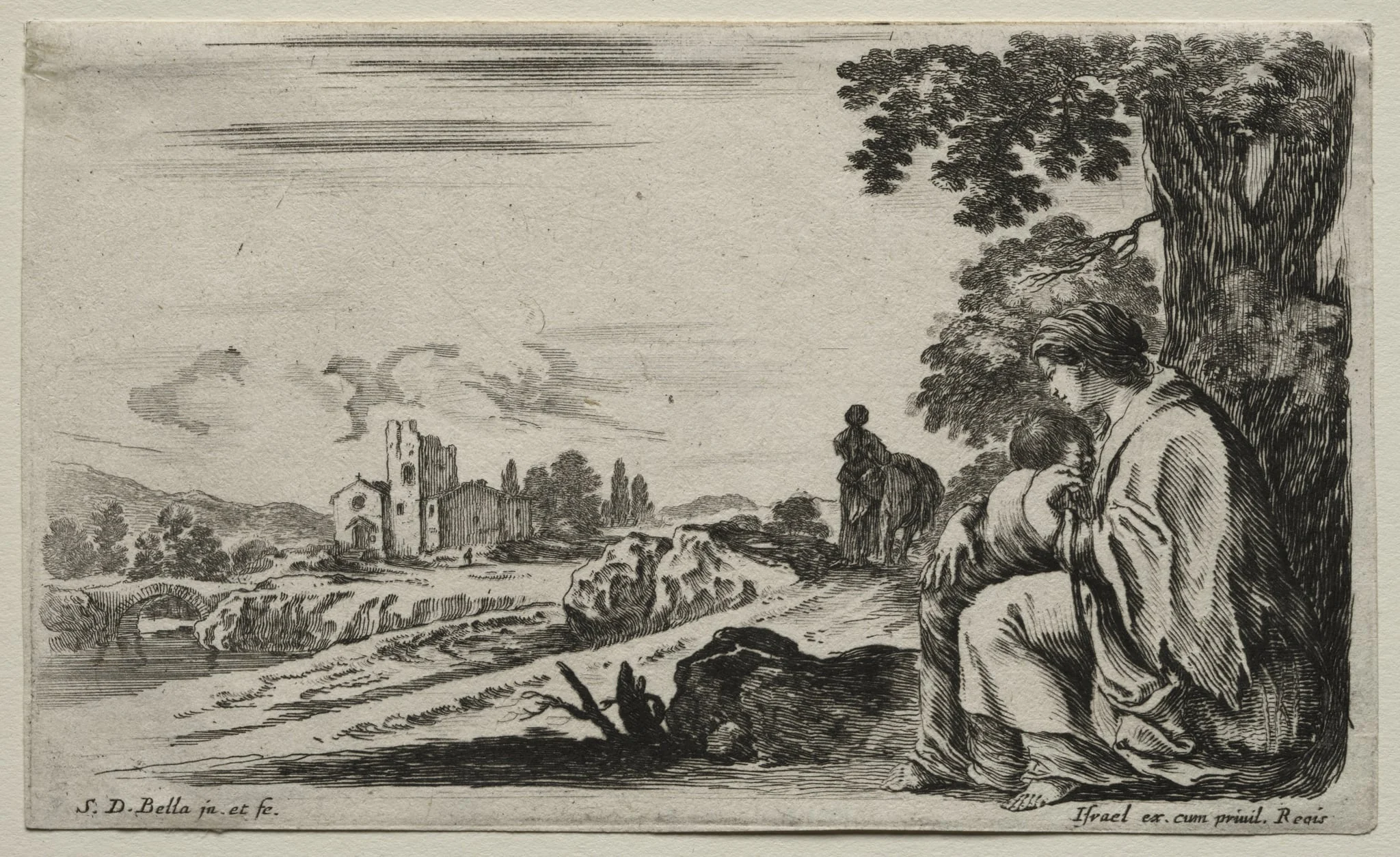 Various Figures and Landscapes: A Poor Nurse Seated under a Tree, detail