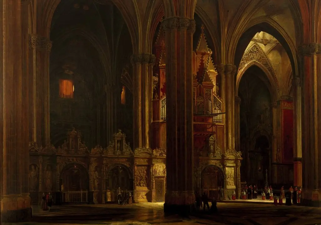 Vista del interior de la seo de Zaragoza, by Pablo Gonzalvo, oil, 1888