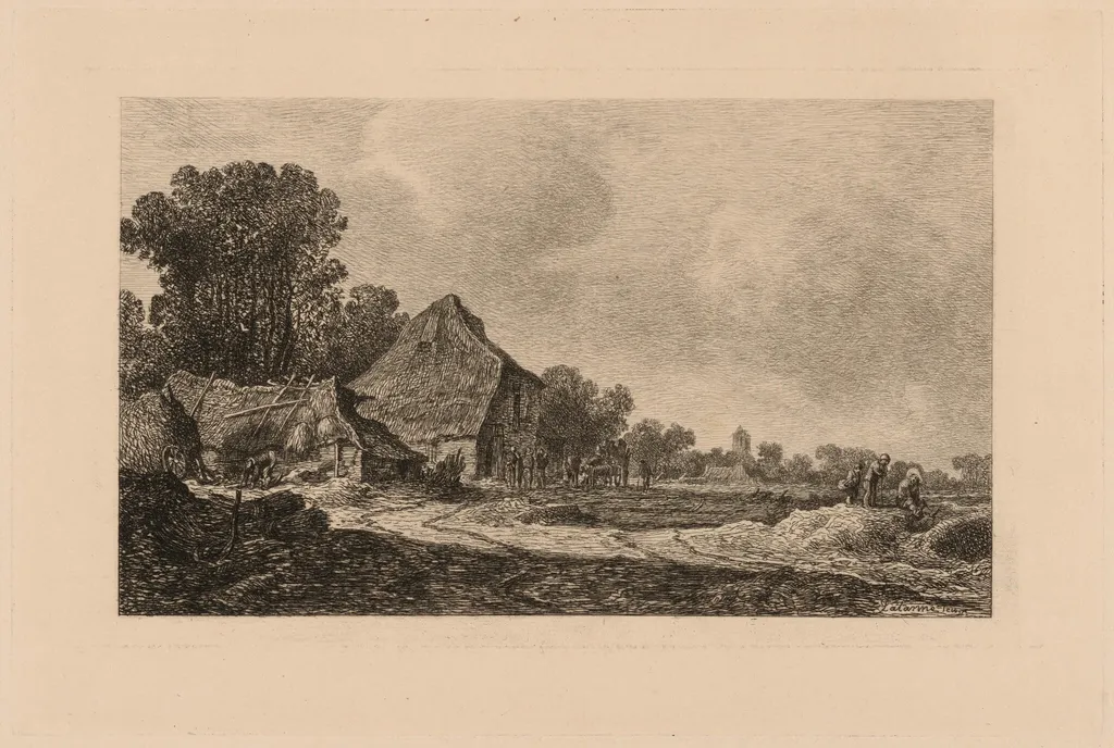 The Cottages, by Maxime Lalanne, ink, 1873