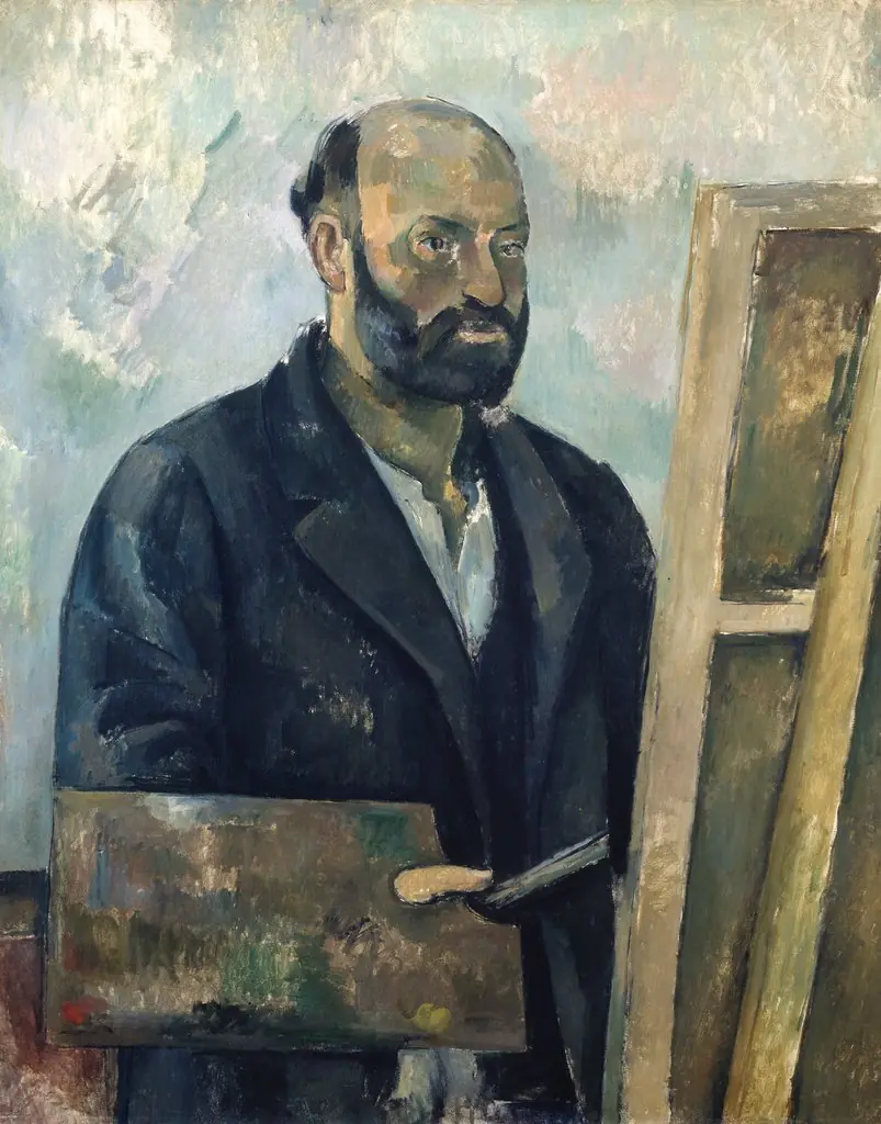 Self-Portrait with Palette, by Paul Cezanne, oil, 1896